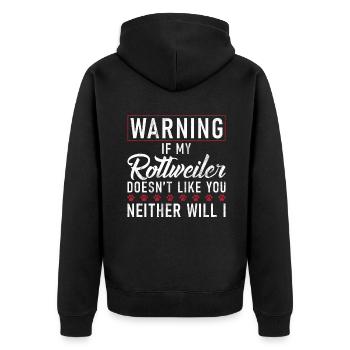 Rottweiler Gifts - Unisex Premium Bio Zip Hoodie - Schwarz - Hinten - Nico (187cm)