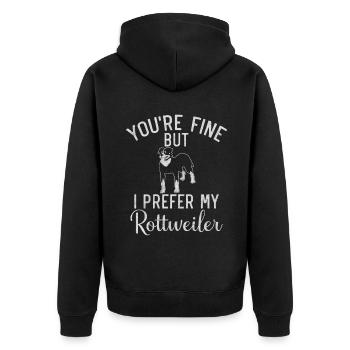 Rottweiler Gifts - Unisex Premium Bio Zip Hoodie - Schwarz - Hinten - Nico (187cm)