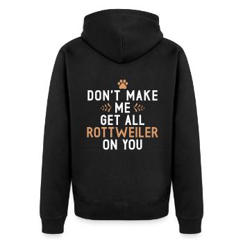 Rottweiler Gifts - Unisex Premium Bio Zip Hoodie - Schwarz - Hinten - Nico (187cm)