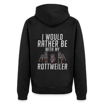 Rottweiler Gifts - Unisex Premium Bio Zip Hoodie - Schwarz - Hinten - Nico (187cm)