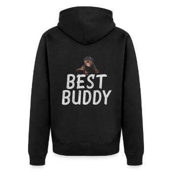 Rottweiler Gifts - Unisex Premium Bio Zip Hoodie - Schwarz - Hinten - Nico (187cm)