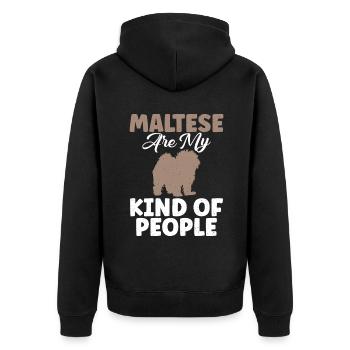 Maltese Owner Gifts - Unisex Premium Bio Zip Hoodie - Schwarz - Hinten - Nico (187cm)