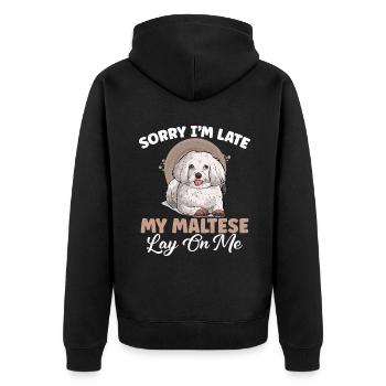 Maltese Owner Gifts - Unisex Premium Bio Zip Hoodie - Schwarz - Hinten - Nico (187cm)