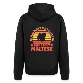 Maltese Owner Gifts - Unisex Premium Organic Zip Hoodie - black - Back - Nico (187cm)