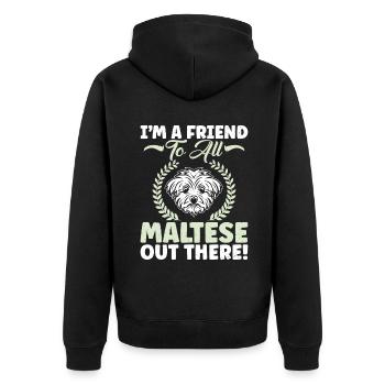 Maltese Owner Gifts - Unisex Premium Bio Zip Hoodie - Schwarz - Hinten - Nico (187cm)