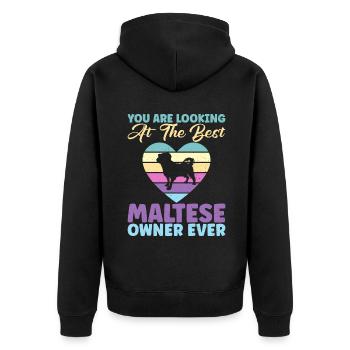 Maltese Owner Gifts - Unisex Premium Organic Zip Hoodie - black - Back - Nico (187cm)