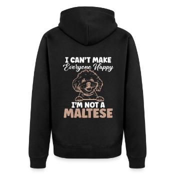 Maltese Owner Gifts - Unisex Premium Bio Zip Hoodie - Schwarz - Hinten - Nico (187cm)