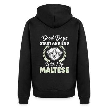Cadeaux de propriétaire maltais - Veste à capuche bio Premium Unisexe - noir - Dos - Nico (187cm)