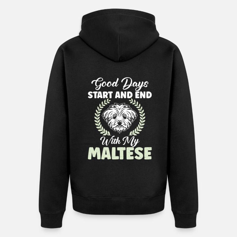 Cadeaux de propriétaire maltais - Veste à capuche bio Premium Unisexe - noir