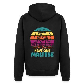 Maltese Owner Gifts - Unisex Premium Organic Zip Hoodie - black - Back - Nico (187cm)