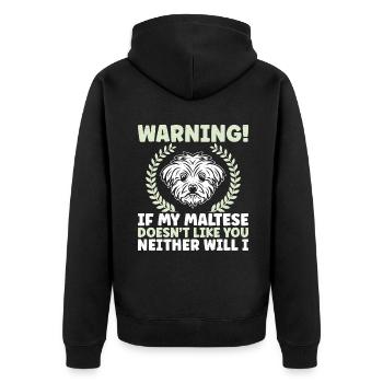 Maltese Owner Gifts - Unisex Premium Bio Zip Hoodie - Schwarz - Hinten - Nico (187cm)