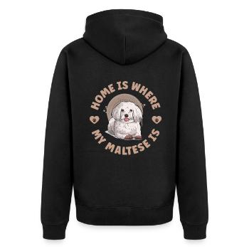 Maltese Owner Gifts - Unisex Premium Organic Zip Hoodie - black - Back - Nico (187cm)