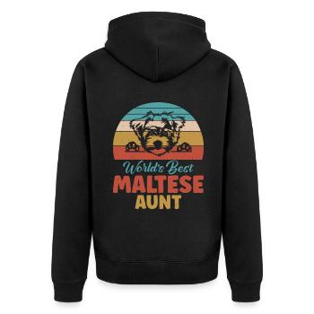 Maltese Owner Gifts - Unisex Premium Bio Zip Hoodie - Schwarz - Hinten - Nico (187cm)