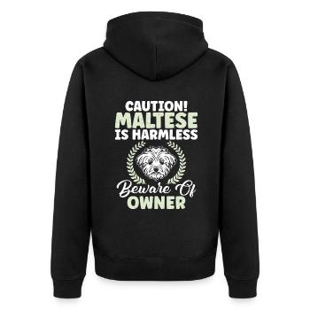 Maltese Owner Gifts - Unisex Premium Bio Zip Hoodie - Schwarz - Hinten - Nico (187cm)