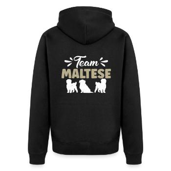 Maltese Owner Gifts - Unisex Premium Bio Zip Hoodie - Schwarz - Hinten - Nico (187cm)