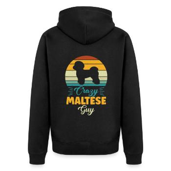 Maltese Owner Gifts - Unisex Premium Bio Zip Hoodie - Schwarz - Hinten - Nico (187cm)