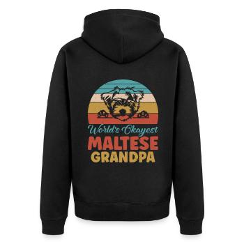 Maltese Owner Gifts - Unisex Premium Bio Zip Hoodie - Schwarz - Hinten - Nico (187cm)