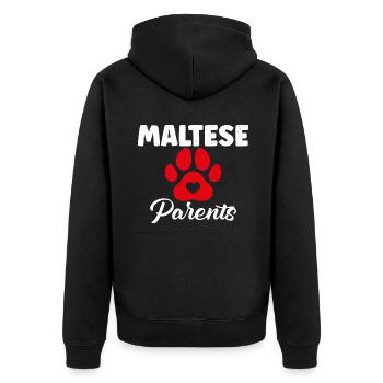 Maltese Owner Gifts - Unisex Premium Bio Zip Hoodie - Schwarz - Hinten - Nico (187cm)
