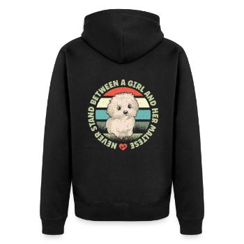 Maltese Owner Gifts - Unisex Premium Bio Zip Hoodie - Schwarz - Hinten - Nico (187cm)