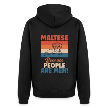 Maltese Owner Gifts - Unisex Premium Bio Zip Hoodie - Schwarz - Hinten - Nico (187cm)