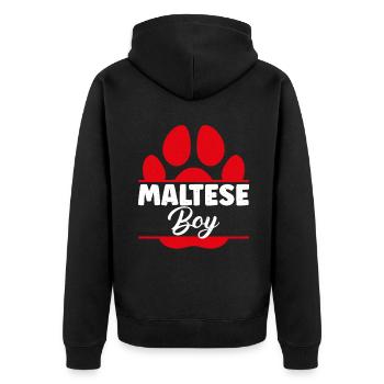 Maltese Owner Gifts - Unisex Premium Bio Zip Hoodie - Schwarz - Hinten - Nico (187cm)