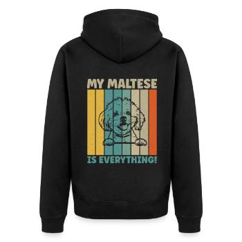 Maltese Owner Gifts - Unisex Premium Bio Zip Hoodie - Schwarz - Hinten - Nico (187cm)