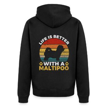 Cadeaux Maltipoo - Veste à capuche bio Premium Unisexe - noir - Dos - Nico (187cm)