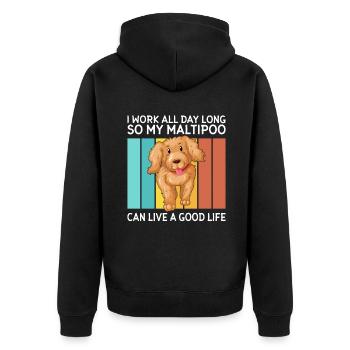 Cadeaux Maltipoo - Veste à capuche bio Premium Unisexe - noir - Dos - Nico (187cm)
