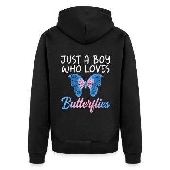 Cadeaux d’amoureux des papillons - Veste à capuche bio Premium Unisexe - noir - Dos - Nico (187cm)
