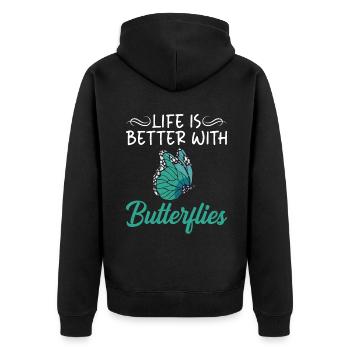 Butterfly Lover Gifts - Unisex Premium Organic Zip Hoodie - black - Back - Nico (187cm)