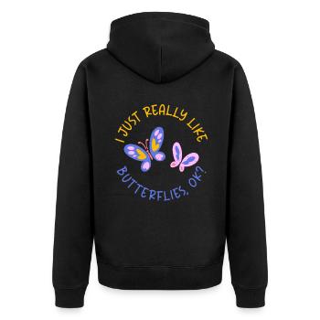 Butterfly Lover Gifts - Unisex Premium Organic Zip Hoodie - black - Back - Nico (187cm)