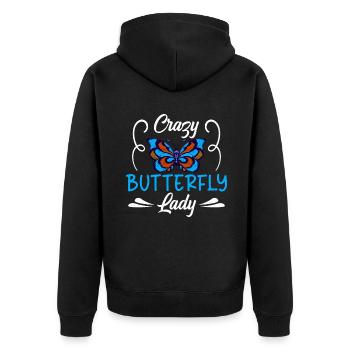 Butterfly Lover Gifts - Unisex Premium Organic Zip Hoodie - black - Back - Nico (187cm)
