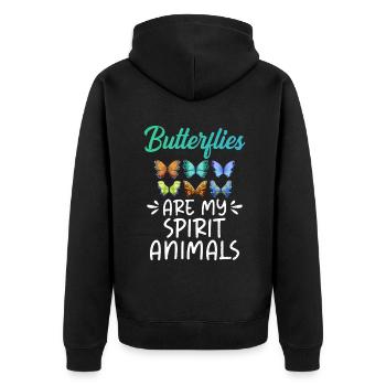Butterfly Lover Gifts - Unisex Premium Organic Zip Hoodie - black - Back - Nico (187cm)