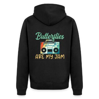 Butterfly Lover Gifts - Unisex Premium Organic Zip Hoodie - black - Back - Nico (187cm)