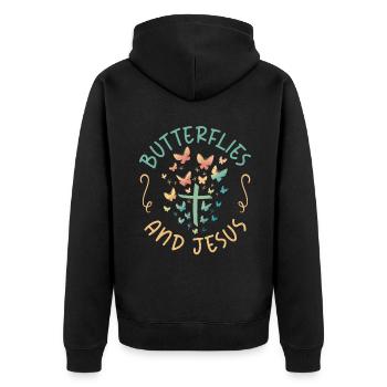 Cadeaux d’amoureux des papillons - Veste à capuche bio Premium Unisexe - noir - Dos - Nico (187cm)
