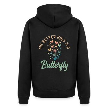 Cadeaux d’amoureux des papillons - Veste à capuche bio Premium Unisexe - noir - Dos - Nico (187cm)