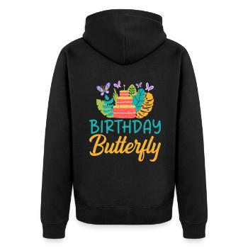 Cadeaux d’amoureux des papillons - Veste à capuche bio Premium Unisexe - noir - Dos - Nico (187cm)