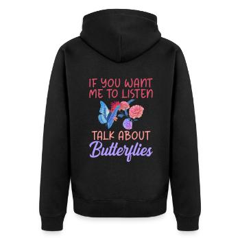 Cadeaux d’amoureux des papillons - Veste à capuche bio Premium Unisexe - noir - Dos - Nico (187cm)