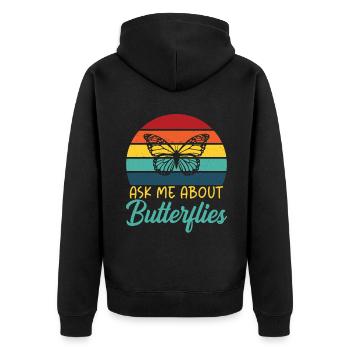 Butterfly Lover Gifts - Unisex Premium Organic Zip Hoodie - black - Back - Nico (187cm)