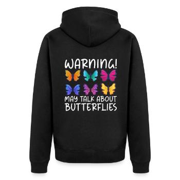 Butterfly Lover Gifts - Unisex Premium Organic Zip Hoodie - black - Back - Nico (187cm)