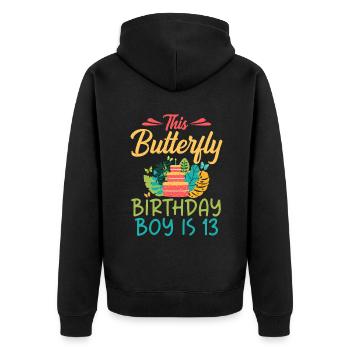 Butterfly Lover Gifts - Unisex Premium Organic Zip Hoodie - black - Back - Nico (187cm)