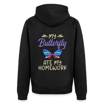 Butterfly Lover Gifts - Unisex Premium Organic Zip Hoodie - black - Back - Nico (187cm)