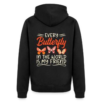 Butterfly Lover Gifts - Unisex Premium Organic Zip Hoodie - black - Back - Nico (187cm)