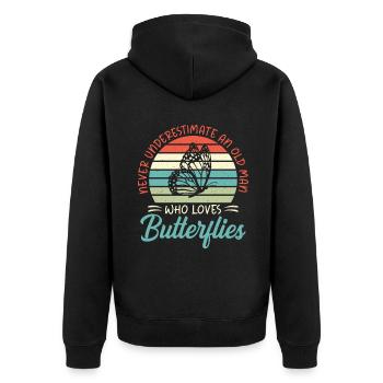 Cadeaux d’amoureux des papillons - Veste à capuche bio Premium Unisexe - noir - Dos - Nico (187cm)