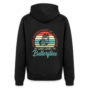 Cadeaux d’amoureux des papillons - Veste à capuche bio Premium Unisexe - noir - Dos - Nico (187cm)