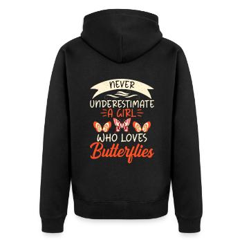 Butterfly Lover Gifts - Unisex Premium Organic Zip Hoodie - black - Back - Nico (187cm)