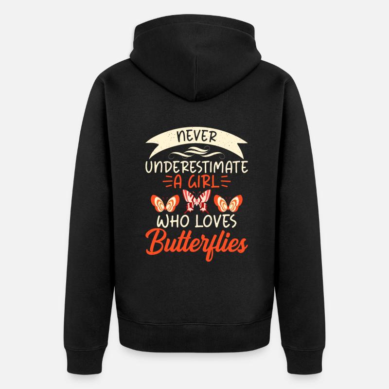 Cadeaux d’amoureux des papillons - Veste à capuche bio Premium Unisexe - noir