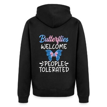Butterfly Lover Gifts - Unisex Premium Organic Zip Hoodie - black - Back - Nico (187cm)