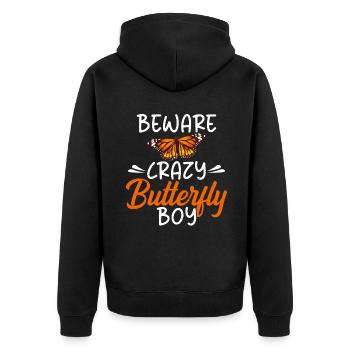 Butterfly Lover Gifts - Unisex Premium Organic Zip Hoodie - black - Back - Nico (187cm)