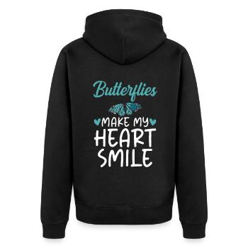 Butterfly Lover Gifts - Unisex Premium Organic Zip Hoodie - black - Back - Nico (187cm)